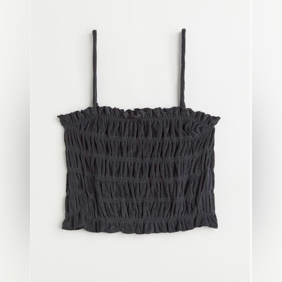 H&M Tops - H&M Smocked Terry Halter Top – Sz L NWT